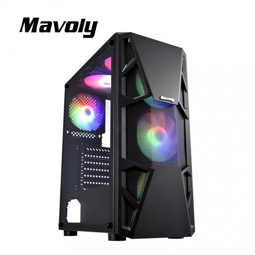 Mavoly 水蜜桃(黑) ATX/黑化/CPU高16.5/顯卡長31/玻璃側板/鐵網面板/12*12 ARGB 定光 FAN*6/下置電源