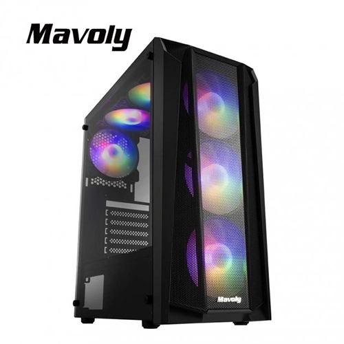 Mavoly 荔枝 ATX/黑化/CPU高16.5/顯卡長28.5/玻璃側板//12*12 ARGB FAN*6 下置電源