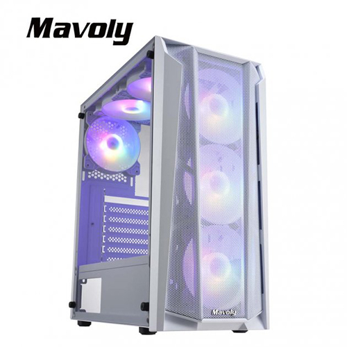 Mavoly 荔枝 白 ATX/CPU高16.5/顯卡長28.5/玻璃側板//12*12 ARGB FAN*6 下置電源
