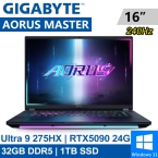 AORUS MASTER 16 BZHC6TWE64SH 16吋 暗潮靛(Intel Ultra 9 275HX/32G DDR5/1TB PCIE/RTX5090 24G/W11) ●預購排單出貨●