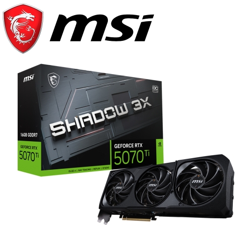 微星 RTX5070Ti 16G SHADOW 3X OC(2497MHz/1H3DP/30.3cm/三風扇)