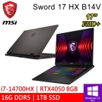 微星 Sword 17 HX B14VEKG-283TW 17吋 灰(i7-14700HX/16GB DDR5/1TB PCIE/RTX4050 6G/W11P)