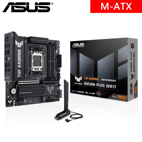 華碩 TUF GAMING B850M-PLUS WIFI7(M-ATX/3xM.2/4xSATA/Realtek2.5G/Wi-Fi 7/註五年)