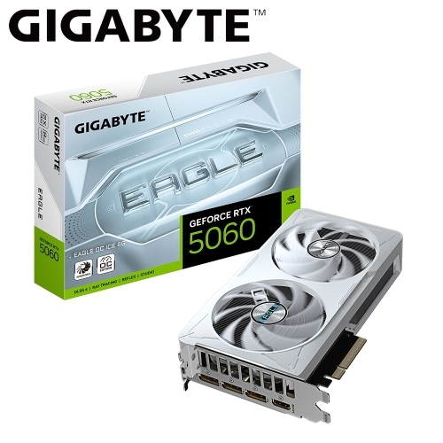 春節搭機價!!!技嘉 N5060EAGLEOC ICE-8GD RTX 5060 EAGLE OC ICE 8G 白(2550MHz/1H3DP/20.8cm/雙風扇/註5年)